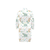 Cute Rhino pattern Men's Long Sleeve Belted Night Robe