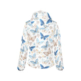 blue butterfly pattern Women's Padded Hooded Jacket