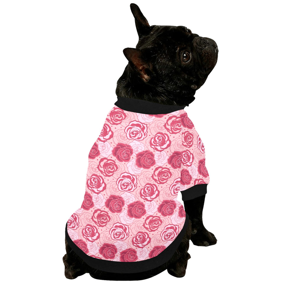Rose Pattern Print Design 02 All Over Print Pet Dog Round Neck Fuzzy Shirt