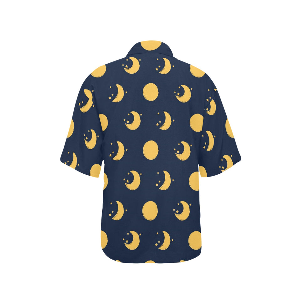 Moon star pattern Women's All Over Print Hawaiian Shirt