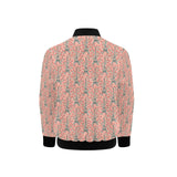 Eiffel Tower Flower Pattern Design 03 Kids' Boys' Girls' Bomber Jacket