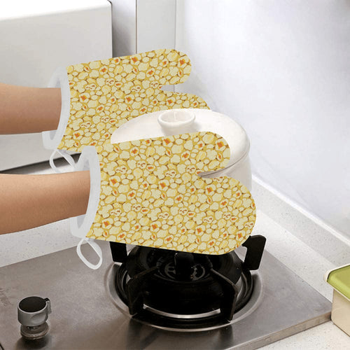 Popcorn Pattern Print Design 04 Heat Resistant Oven Mitts