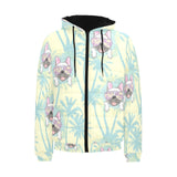 French bulldog hawaii blackground Men's Padded Hooded Jacket