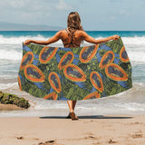 Colorful papaya tropical leaves Beach Towel