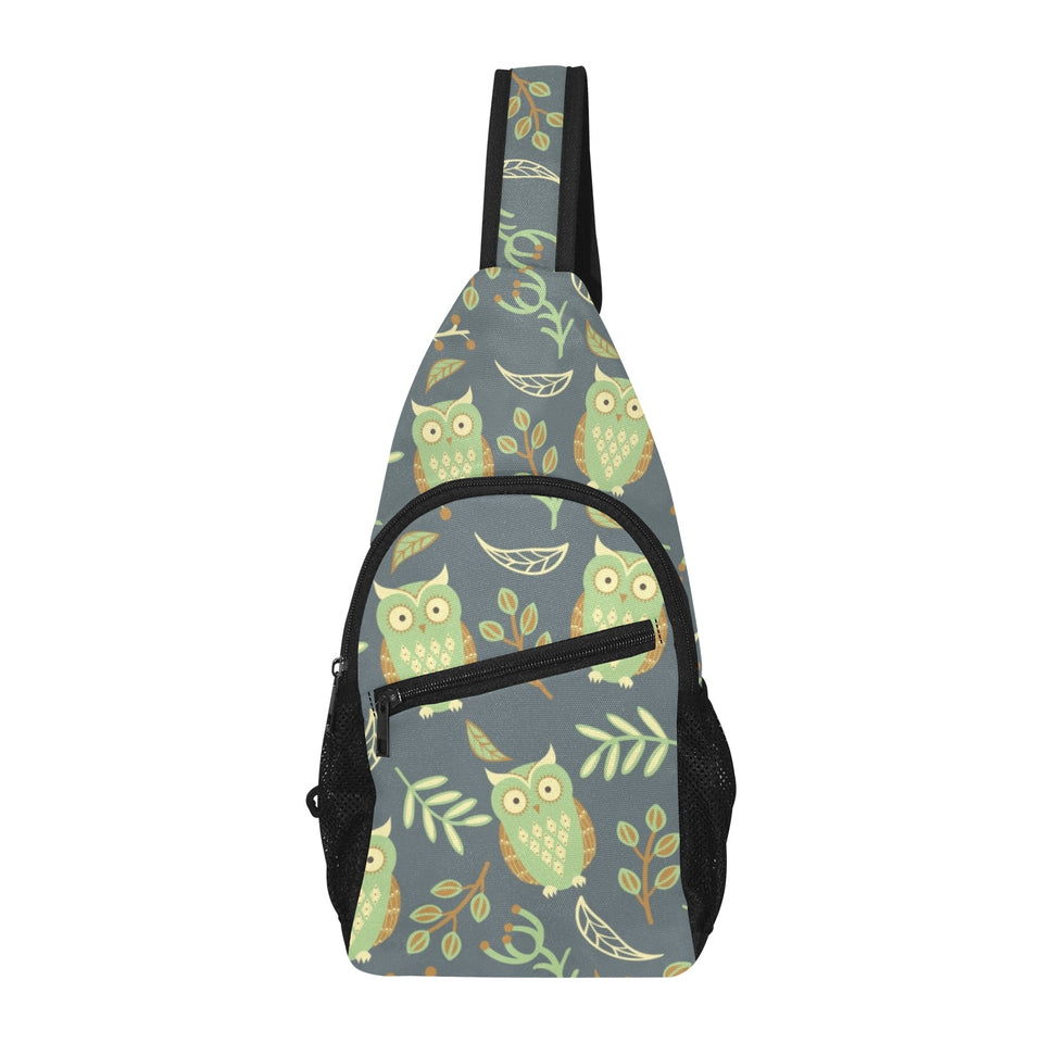 Cute owls leaves pattern All Over Print Chest Bag