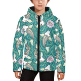 Koi Fish Carp Fish lotus pattern Kids' Boys' Girls' Padded Hooded Jacket
