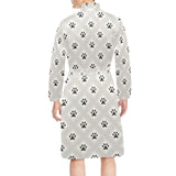 Dog Paws Pattern Print Design 03 Men's Long Sleeve Belted Night Robe