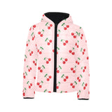cherry pattern pink background Kids' Boys' Girls' Padded Hooded Jacket