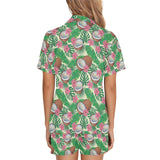 Coconut Pattern Print Design 01 Women's V-Neck Short Pajama Set