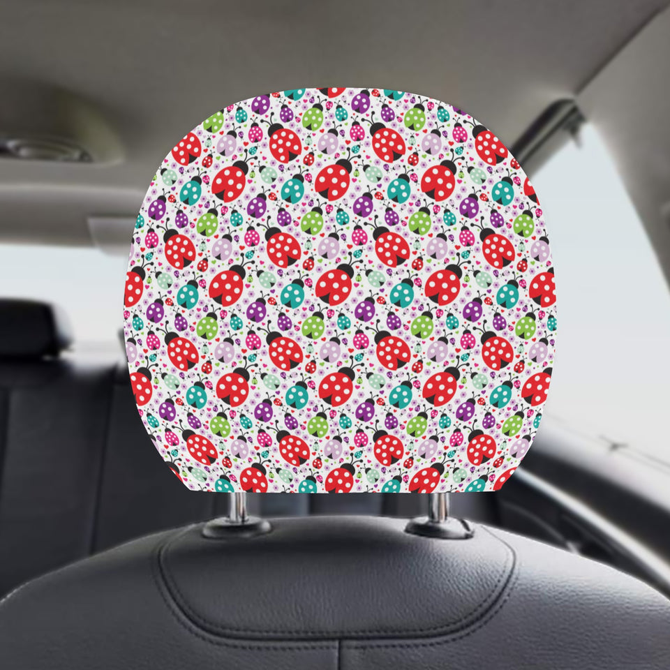 Ladybug Pattern Print Design 03 Car Headrest Cover
