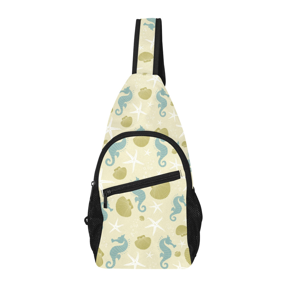 Seahorse shell starfish pattern background All Over Print Chest Bag