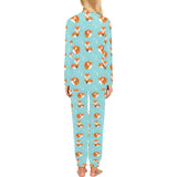 Fox pattern blue b ackground Women's All Over Print Pajama Set