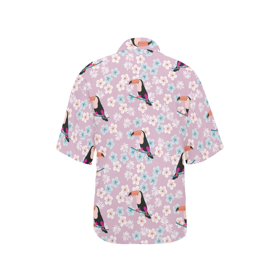 Beautiful toucan flower leaves Women's All Over Print Hawaiian Shirt