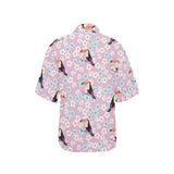 Beautiful toucan flower leaves Women's All Over Print Hawaiian Shirt