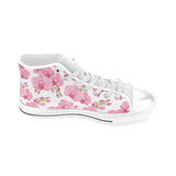 pink purple orchid pattern background Men's High Top Canvas Shoes White