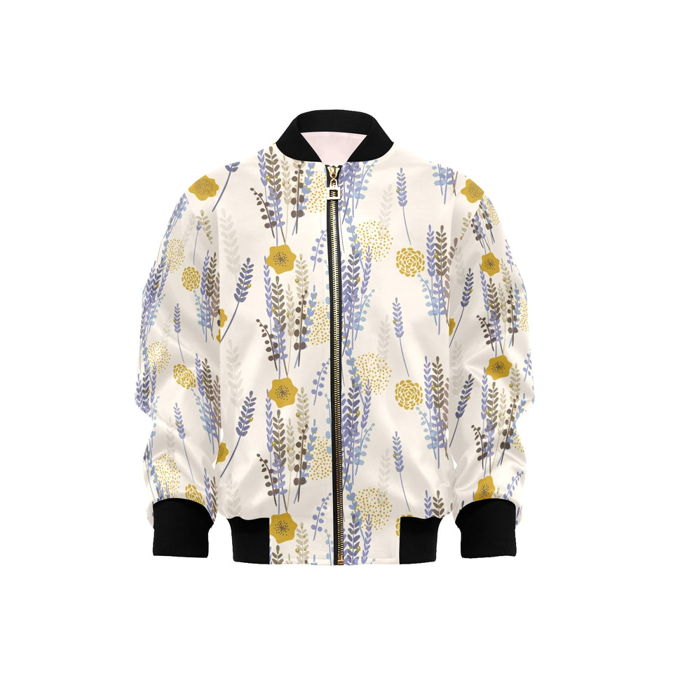 Lavender modern pattern blackground Kids' Boys' Girls' Bomber Jacket