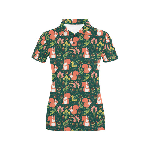 Squirrel Pattern Print Design 03 Women's All Over Print Polo Shirt