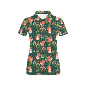 Squirrel Pattern Print Design 03 Women's All Over Print Polo Shirt