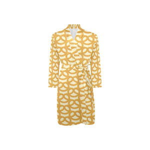 Pretzels Pattern Print Design 01 Men's Long Sleeve Belted Night Robe