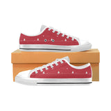 Christmas tree star snow red background Men's Low Top Shoes White