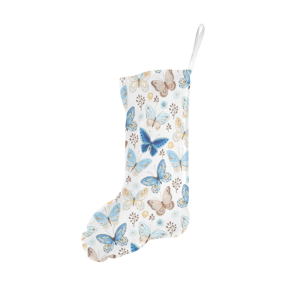 blue butterfly pattern Christmas Stocking