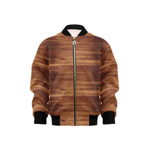 Wood Printed Pattern Print Design 04 Kids' Boys' Girls' Bomber Jacket