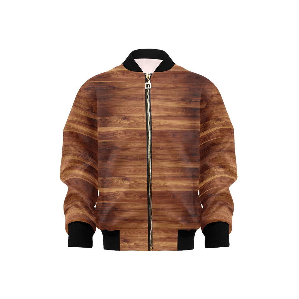 Wood Printed Pattern Print Design 04 Kids' Boys' Girls' Bomber Jacket