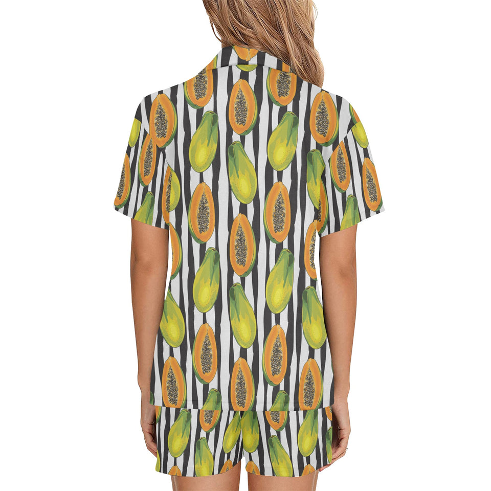 papaya design pattern Women's V-Neck Short Pajama Set