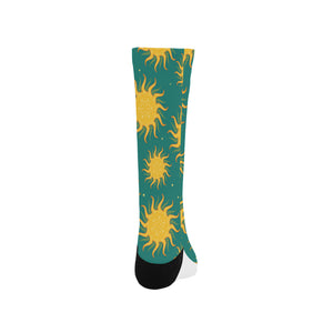 Sun green background Crew Socks
