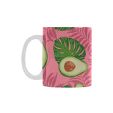 Avocado slices leaves pink back ground Classical White Mug (Fulfilled In US)
