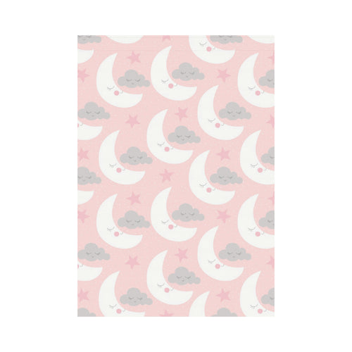 Cute moon cloud star pattern pink dot background House Flag Garden Flag