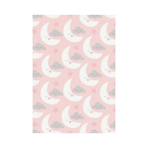 Cute moon cloud star pattern pink dot background House Flag Garden Flag