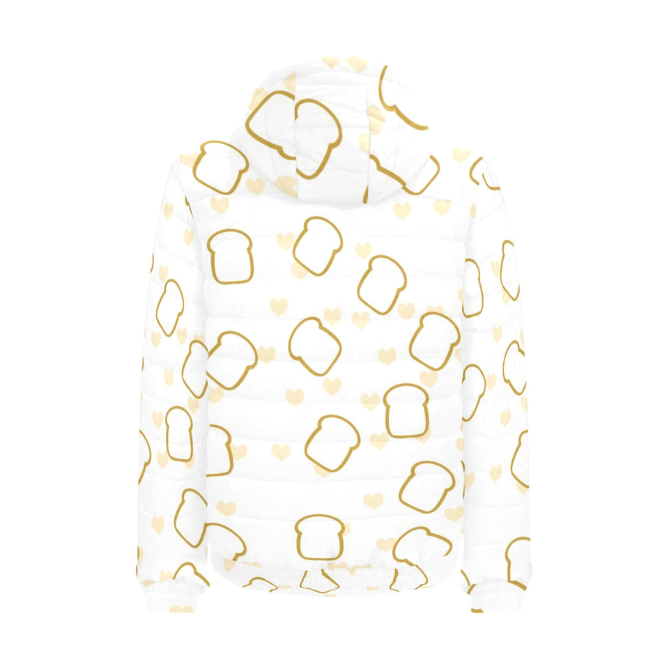 Bread Toast Pattern Print Design 01 Men's Padded Hooded Jacket