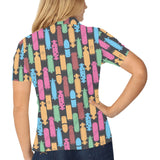 Skate Board Pattern Print Design 02 Women's All Over Print Polo Shirt