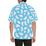 Cute white sea lion seals pattern Men's All Over Print Hawaiian Shirt