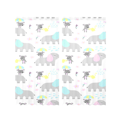 Cute elephant mouse pattern Gauze Curtain