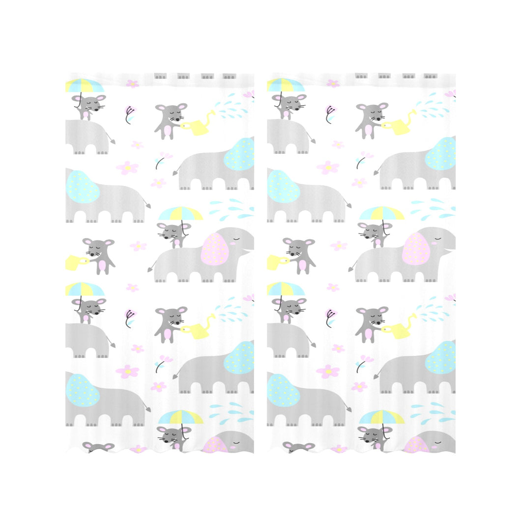 Cute elephant mouse pattern Gauze Curtain