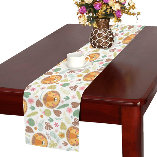 Lion Pattern Print Design 04 Table Runner