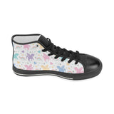 colorful unicorn rainbow heart pattern Women's High Top Canvas Shoes Black