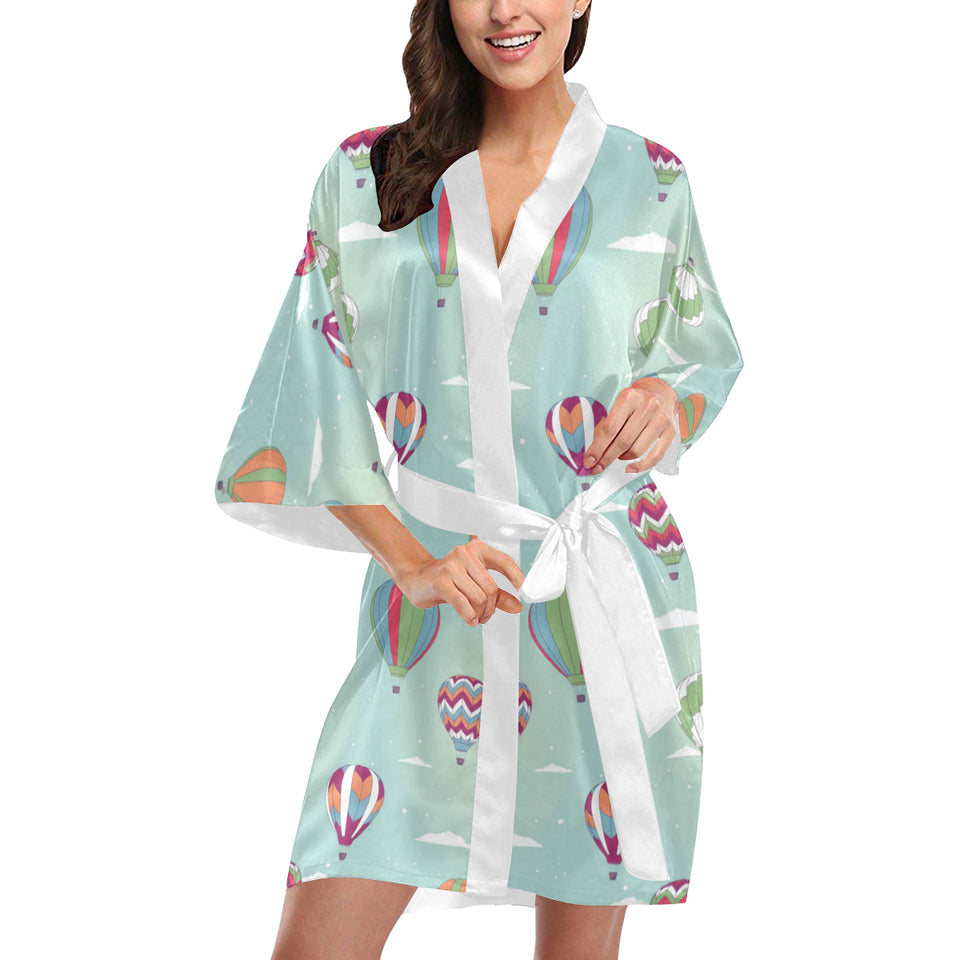 Hot Air Balloon design Pattern Women's Short Kimono Robe