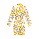 Fried Eggs Pattern Print Design 02 Women's Long Sleeve Belted Night Robe