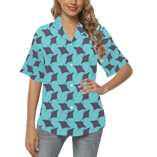 Stingray Pattern Print Design 02 Women's All Over Print Hawaiian Shirt