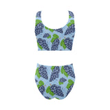 Watercolor grape pattern Chest Bowknot High Waisted Bikini Swimsuit
