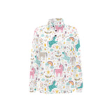 Colorful unicorn pattern Women's Long Sleeve Polo Shirt