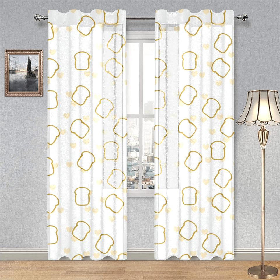 Bread Toast Pattern Print Design 01 Gauze Curtain