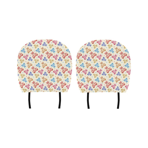 Teddy Bear Pattern Print Design 05 Car Headrest Cover