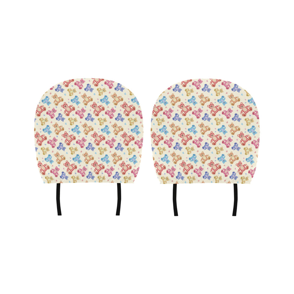 Teddy Bear Pattern Print Design 05 Car Headrest Cover