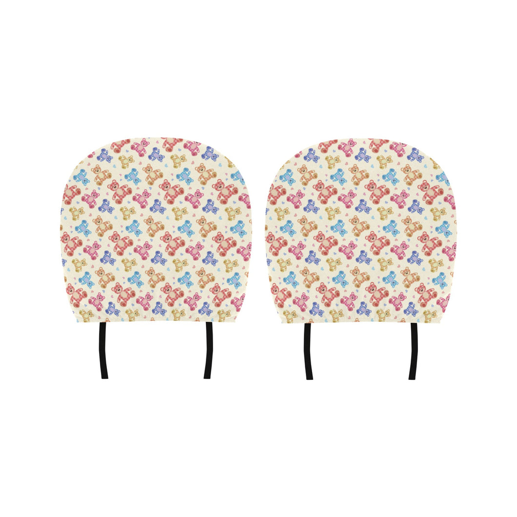 Teddy Bear Pattern Print Design 05 Car Headrest Cover