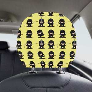 Cute ninja yellow background Car Headrest Cover