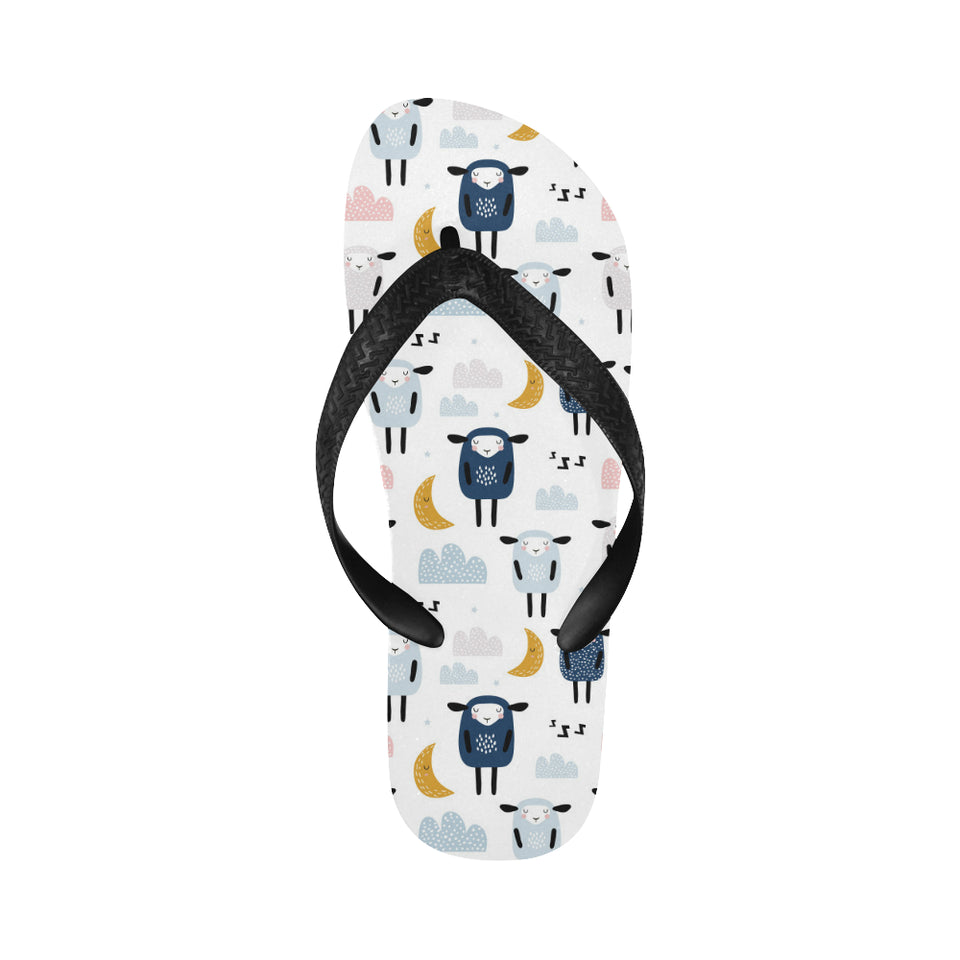 Cute sleeping sheep moon cloud pattern Unisex Flip Flops
